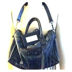 Balenciaga agneu classic city bleu mineral